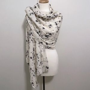 Angora Scattered Dots White and Grey Long Scarf